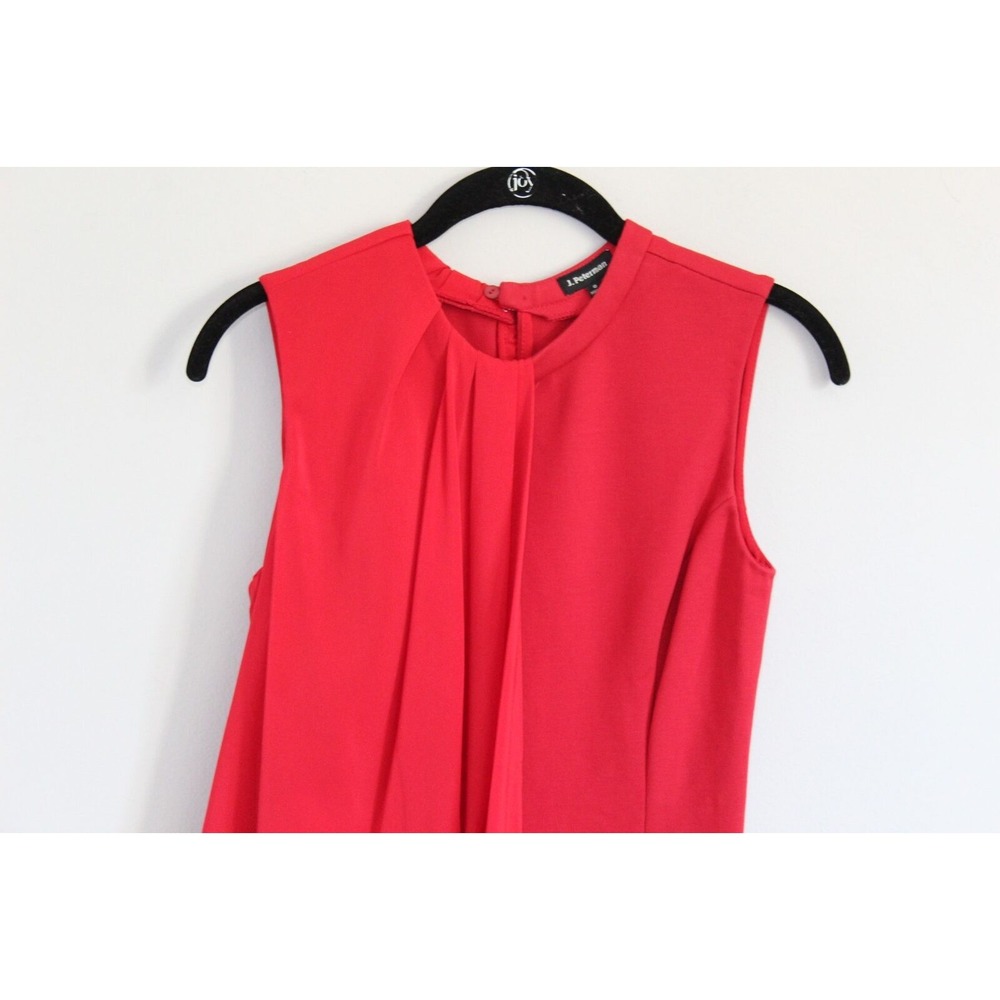 J. Peterman Sleeveless Chiffon Overlay Pleated Dress Red Size 0 Stretch Cocktail - Picture 6 of 15